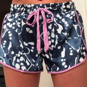 New with Tags PJ Salvage Navy Blue White & Pink Tie-Dye Lounge Shorts